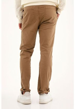 Pantalón Recto Con Cortes Decorativos Café Para Hombre