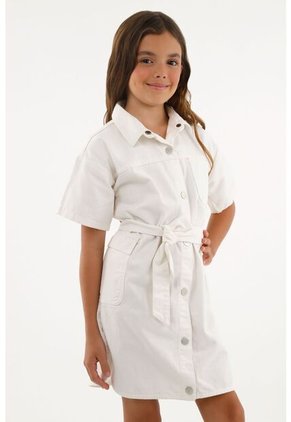 Vestido Con Bolsillos Cargo Crudo Para Niña