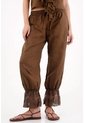 Tennis Pantalón Con Elástico Y Encaje En Bota Café Para Mujer de Tennis