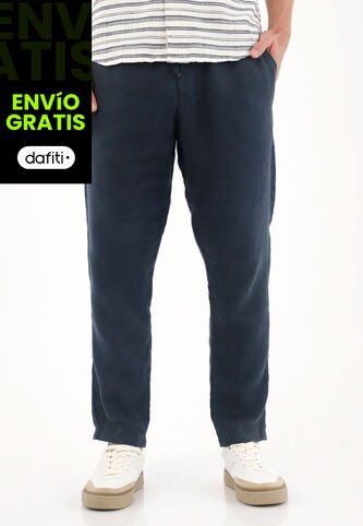 Tennis Pantalón Chino En 100% Lino Azul Para Hombre Tennis
