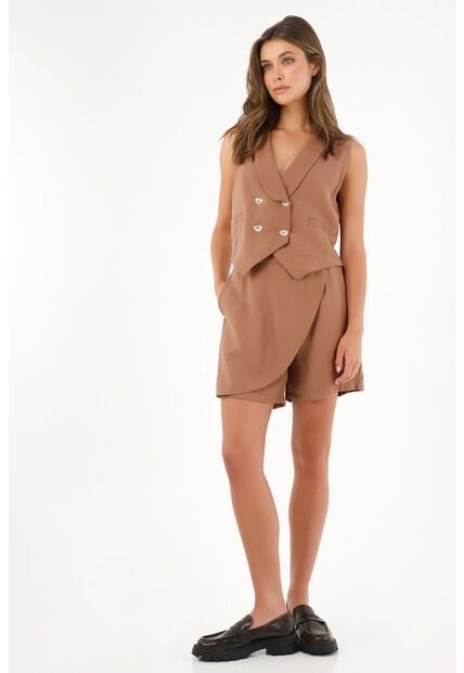 Bermuda Café Larga De Silueta Amplia Para Mujer