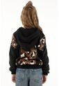 Buzo Hoodie Negro Con Estampado Animal Print Para Niña de Tennis