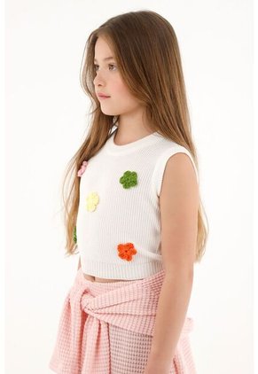 Chaleco Tejido Crudo Para Niña