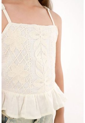 Camisa De Tiras Y Escote Recto Crudo Para Niña