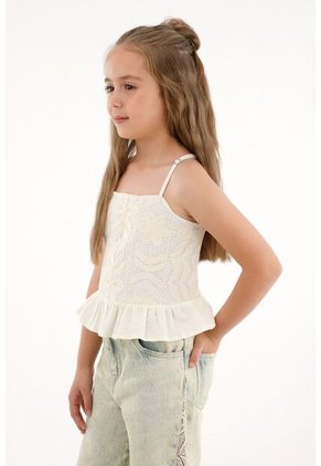 Camisa De Tiras Y Escote Recto Crudo Para Niña