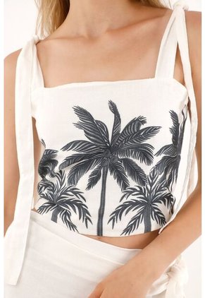 Tennis Camisa Crop Con Diseño De Palmeras Para Mujer