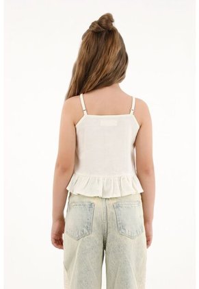 Camisa De Tiras Y Escote Recto Crudo Para Niña