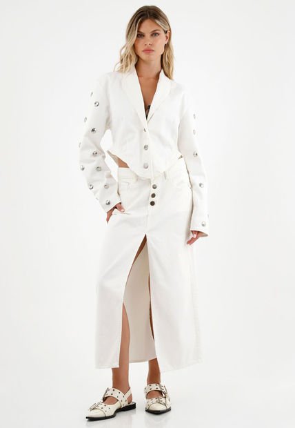 Chaqueta Tipo Blazer Crudo Para Mujer