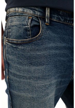 Tennis Jean Skinny Con Arrugas 3D Azul Oscuro Para Hombre