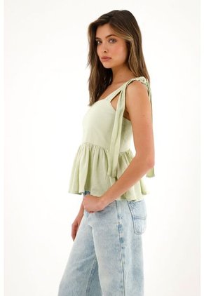 Tennis Camisa Verde De Tiras Y Escote Recto Para Mujer