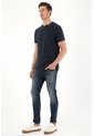 Tennis Jean Skinny Con Arrugas 3D Azul Oscuro Para Hombre de Tennis