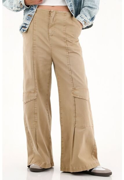 Pantalón Cargo Café De Silueta Amplia Para Mujer