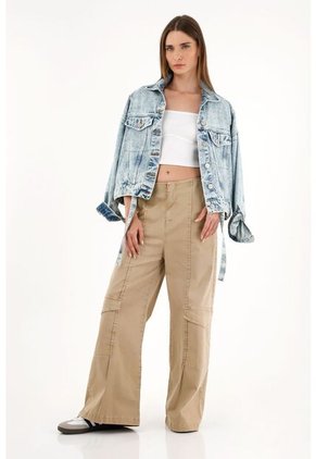 Pantalón Cargo Café De Silueta Amplia Para Mujer