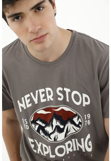 Camiseta Gris Estampada Para Hombre