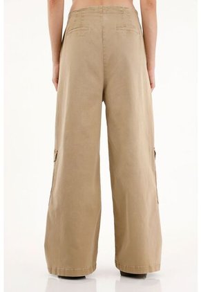 Pantalón Cargo Café De Silueta Amplia Para Mujer