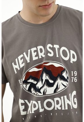 Camiseta Gris Estampada Para Hombre