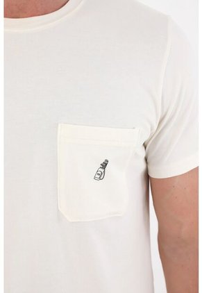 Tennis Camiseta Básica Con Bolsillo Y Estampado Crudo Para Hombre
