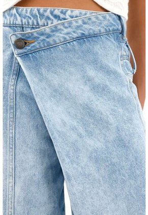 Tennis Jean Wide Leg Asimétrico De Tiro Bajo Para Mujer