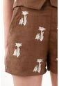 Tennis Short En 100% Lino Con Bordados Café Para Mujer de Tennis
