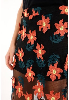 Tennis Falda Larga Con Apliques De Flores 3D Para Mujer