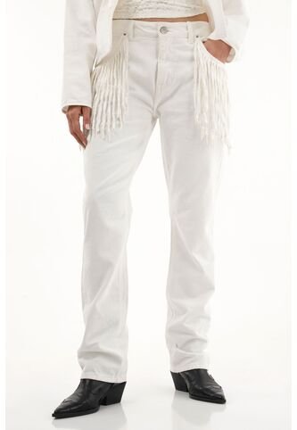 Tennis Jean Recto Tiro Alto Con Flecos Para Mujer Tennis