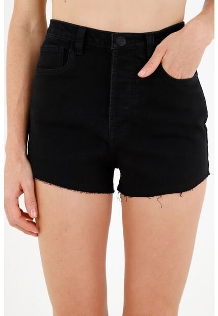 Bermuda De Tiro Alto Negra Para Mujer