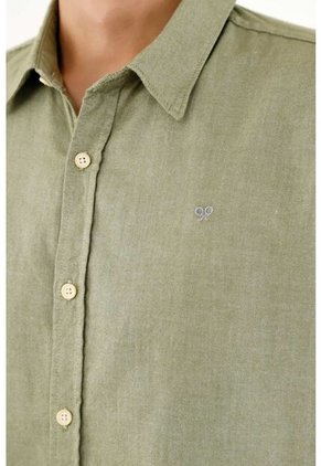 Camisa Cuello Francés Verde Para Hombre