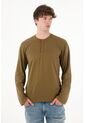 Tennis Camiseta Manga Larga Con Botones Café Para Hombre de Tennis