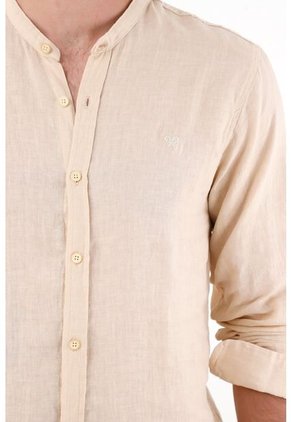 Camisa Manga Larga A Rayas Crudo Para Hombre