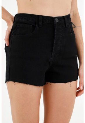 Bermuda De Tiro Alto Negra Para Mujer