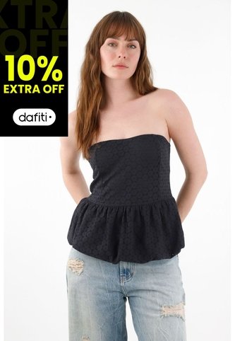Tennis Camisa Strapless En Encaje Negra Para Mujer Tennis