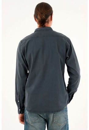 Tennis Camisa Azul Manga Larga Para Hombre