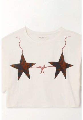 Camiseta Boxy Fit Estampada Crudo Para Mujer