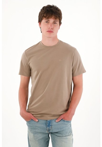 Tennis Camiseta Básica Con Mini Print Café Para Hombre