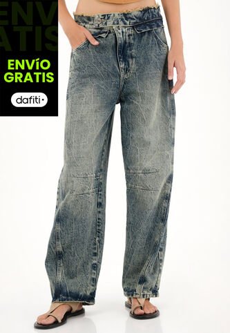 Tennis Jean Horseshoe De Tiro Bajo Con Jota Asimétrica Para Mujer Tennis