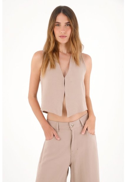 Tennis Chaleco Con Escote En V Crudo Con Caída Natural Para Mujer