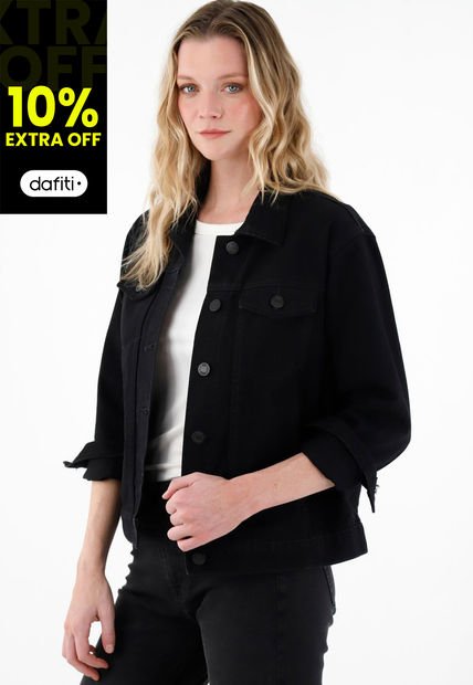 Chaqueta En Black Denim Para Mujer