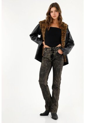 Tennis Jean Negro Bota Recta Para Mujer