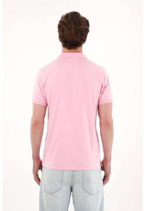 Tennis Polo En Tela Piqué Licra Rosada Para Hombre