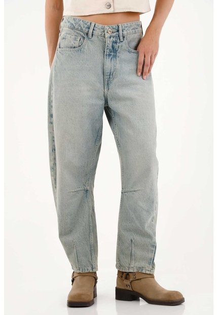 Tennis Jean Horseshoe Cinco Bolsillos Azul Con Caída Natural Para Mujer