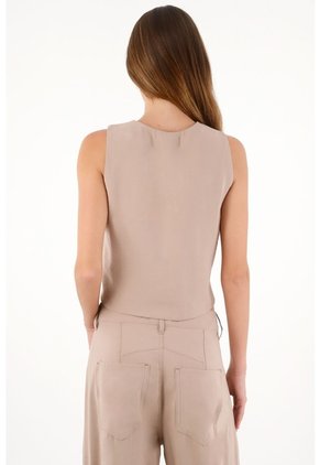 Tennis Chaleco Con Escote En V Crudo Con Caída Natural Para Mujer