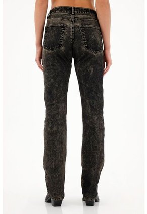 Tennis Jean Negro Bota Recta Para Mujer