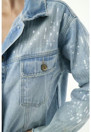 Chaqueta Azul Larga Para Mujer