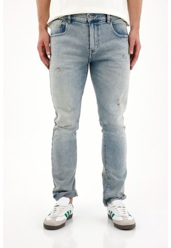 Tennis Jean Nudy Con Desgastes Localizados Azul De Ajuste Relajado Para Hombre Con Detalle único Tennis