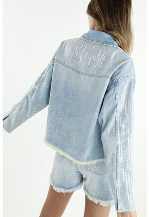 Chaqueta Azul Larga Para Mujer