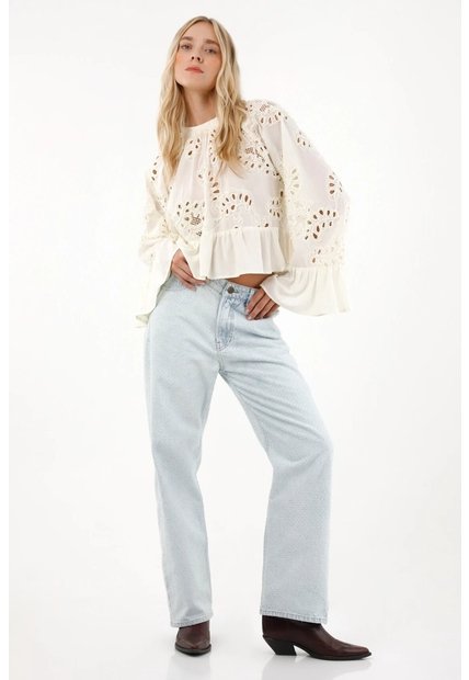 Tennis Jean Recto Con Efecto Desgaste Para Mujer