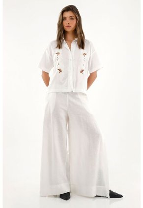 Tennis Camisa Color Crudo Con Bordado Para Mujer