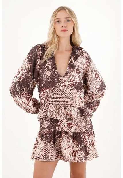 Tennis Vestido Corto Estampado Con Acabado Ligero Para Mujer