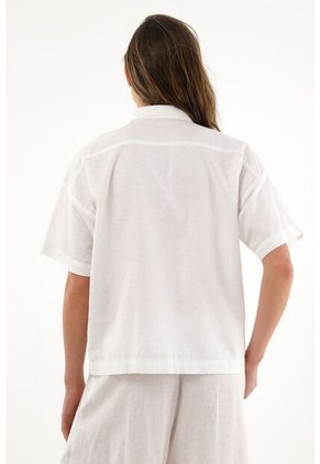 Tennis Camisa Color Crudo Con Bordado Para Mujer