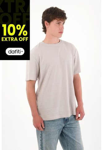 Camiseta Básica De Tela Con Textura Café Para Hombre Tennis